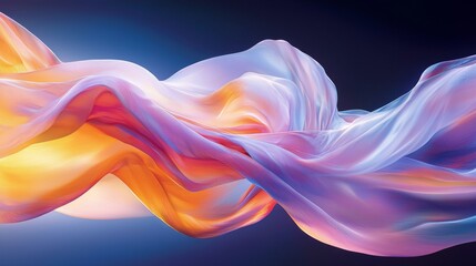 Colorful Abstract Fabric Flowing in Ethereal Light and Motion