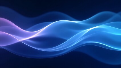 A digital wave moving in a constant distortion of light, with smooth curves in shades of blue, purple, and cyan. Generative Ai.