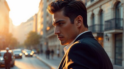 Fototapeta premium A Modern Prince with a Slipper Searching for Cinderella in a City