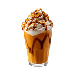 Pumpkin Spice Caramel with Whipped Cream Isolated on Transparent Background