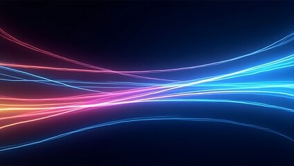 A motion graphic inspired abstract background with vibrant light streaks flowing in multiple directions. Generative Ai.