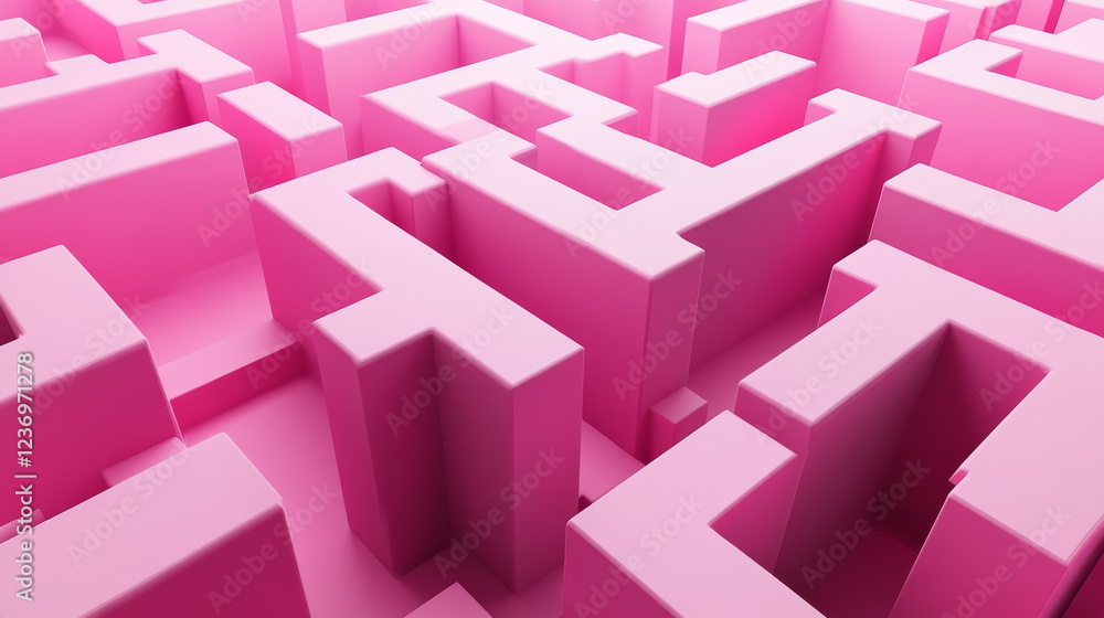 Aufkleber abstract modern technology background rendering 3d illustration cubic mesh maze geometric design