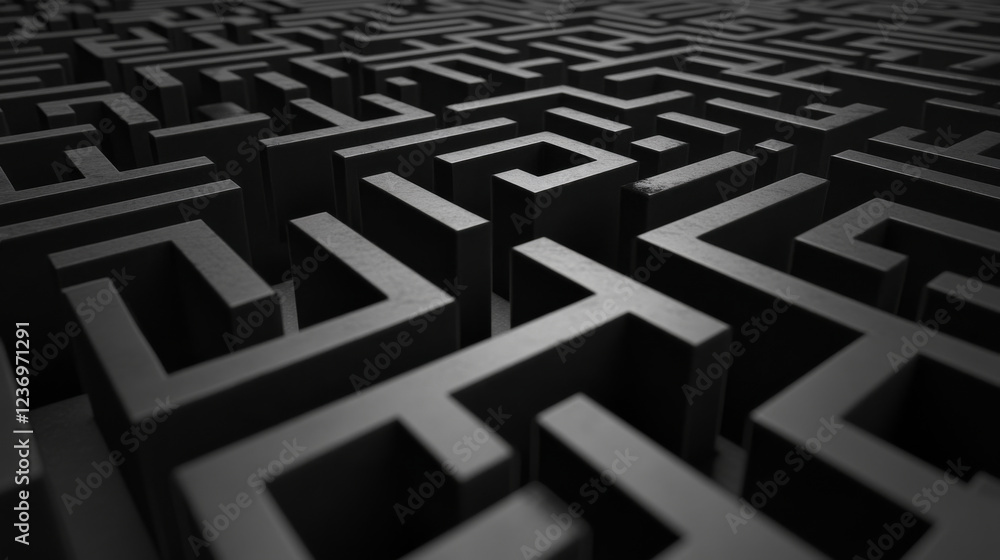 Aufkleber abstract modern technology background rendering 3d illustration cubic mesh maze geometric design