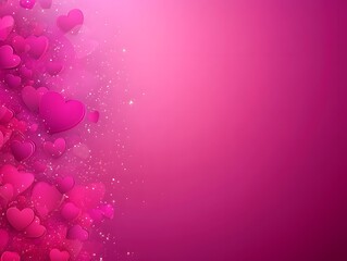 A burst of pink hearts and sparkling lights against a vibrant pink backdrop, creating a festive and romantic image for Valentine's Day or other love-themed occasions. Ample copy space on the right.