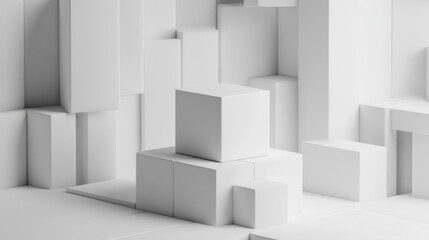 abstract white cube geometric shape object wallpaper 3d render illustration