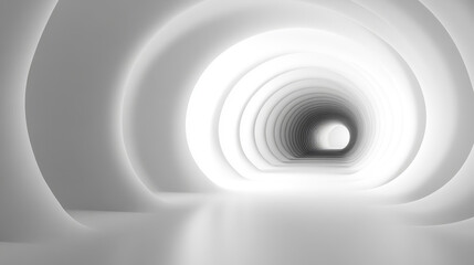 Fototapeta premium Monochrome tunnel perspective 3d render illustration. 3D Illustration