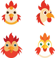 Naklejka premium Cute Rooster head cartoon vector illustration
