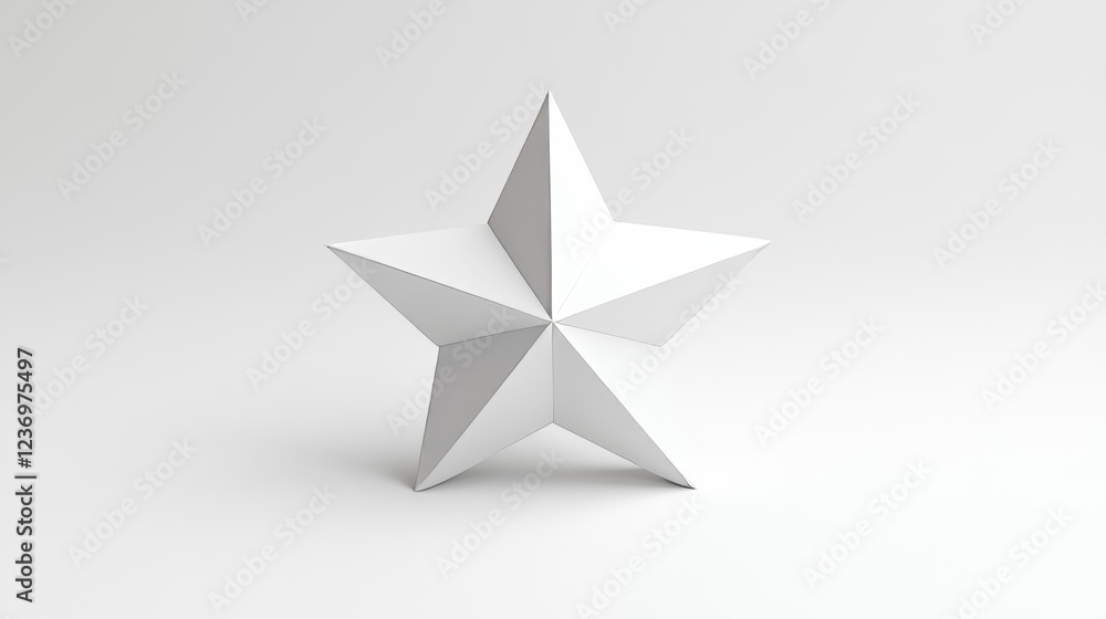 Aufkleber white geometric object star shape on white background 3d render illustration