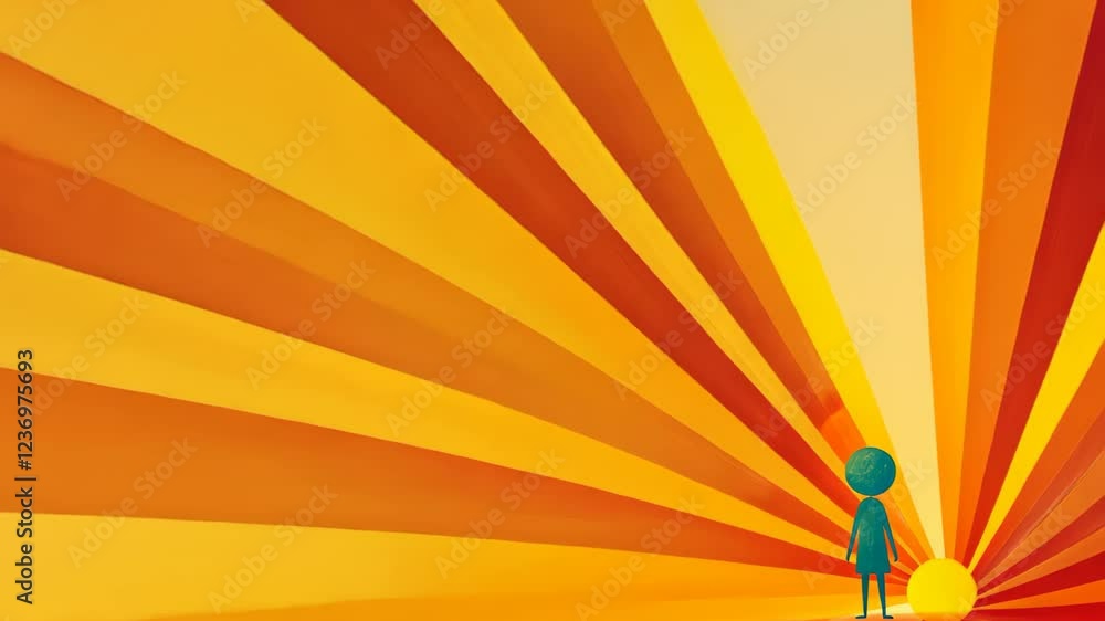 Aufkleber sunburst retro vibes graphic print with groovy background in 60s style featuring vibrant yellow and 