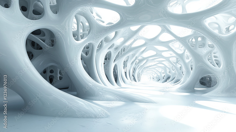 Aufkleber white abstract structure of futuristic design surface technology concept 3d render illustration