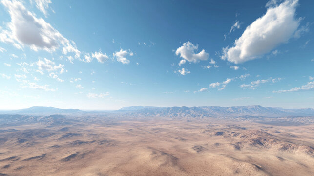 Aerial view of desert landscape with sky background 360 panorama vr environment map. 3D Illustration