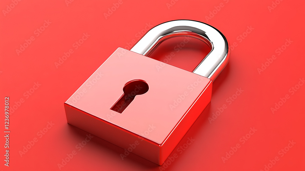 Aufkleber security lock on at symbol - computer security concept 3d illustration render