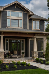 Obraz premium Luxury Modern Home Exterior: Architectural Design and Landscaping