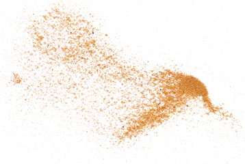 Ground, milled nutmeg powder flying isolated on white, clipping path
