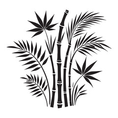 Obraz premium Tropical Plants with bamboo Silhouette Vector Illustration