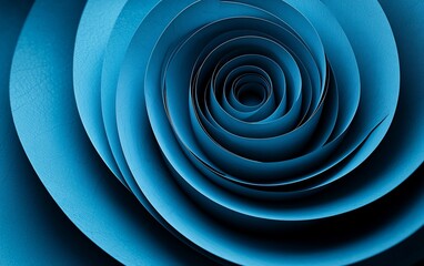 Fototapeta premium Abstract blue paper spiral, close-up.