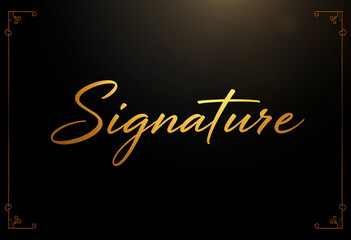 write on "Signature" Luxury gold script editable text effect, elegant gold style text