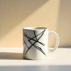 Modern Geometric Elegance Black & White  Ceramic Mug