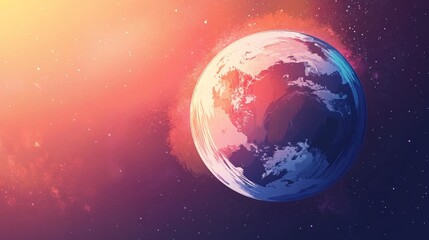 Fototapeta premium Cartoon style drawing planet isolated on white composition background