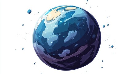 Cartoon style drawing planet isolated on white composition background