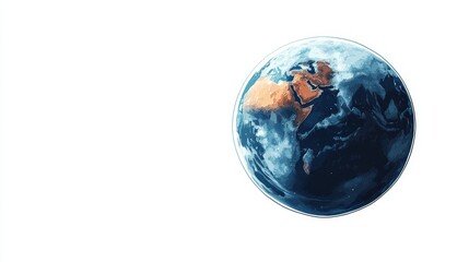 Cartoon style drawing planet isolated on white composition background