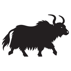 Majestic Yak Silhouette Walking Illustration