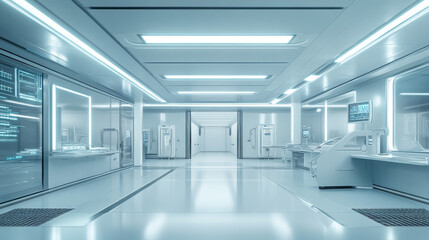 Fototapeta premium bright futuristic studio laboratory empty hall 3d render illustration