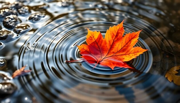 a leaf floating on top of a body of water - Powered by Adobe