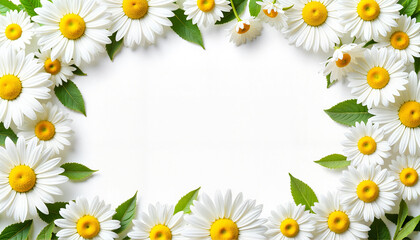 Fototapeta premium Vibrant spring daisies framing a blank space, seasonal renewal
