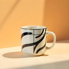 Modern Geometric Elegance Black & White  Ceramic Mug