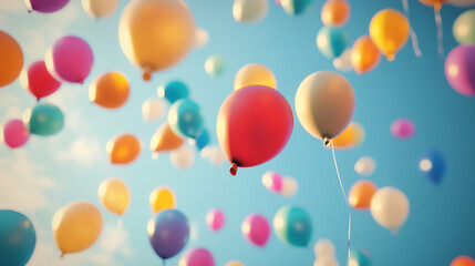 Large group of balloons floating in the air 3d render illustration. 3D Illustration