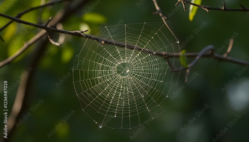 Sticker a spider web hanging from a tree branch
