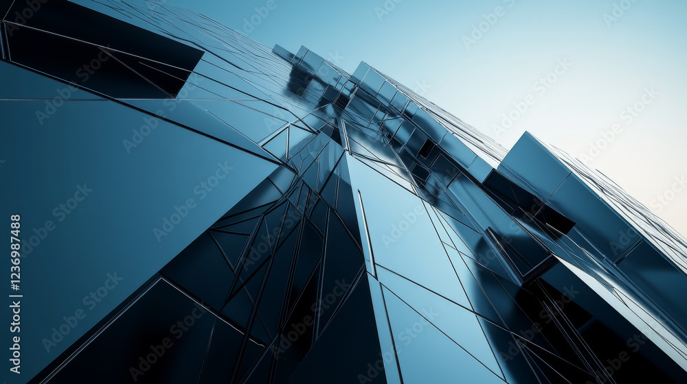 Poster an abstract modern building architecture 3d render illustration