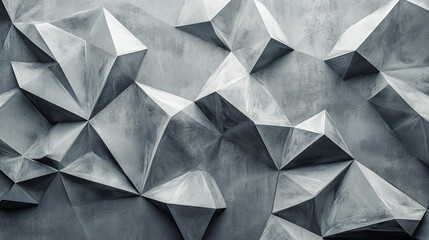 Naklejka premium Abstract wallpaper, grey surface triangles with black wire mesh 3d render illustration