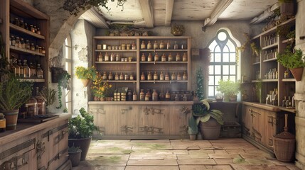 Modern Herbalists Workspace Apothecary Background