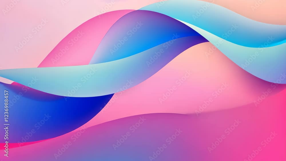 Poster surreal undulating organic shapes in soft pink and blue tones abstract background for modern design 