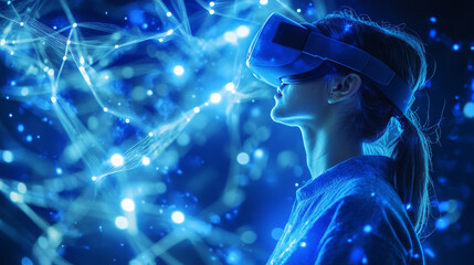 360 degree full panorama environment map of abstract blue uv neon lights 3d render illustration hdri hdr vr virtual reality