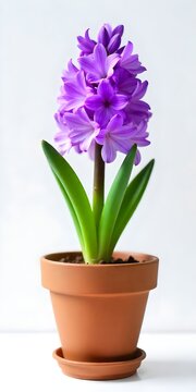 hyacinth flower in pot, sonbol sombol, nowruz haft sin, purple blue isolated on white