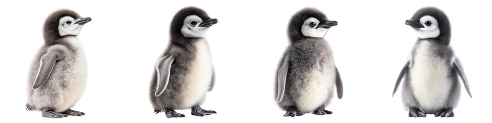 Set of An adorable penguin chick isolated on transparent background
