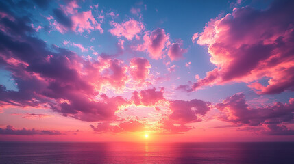 Obraz premium Breathtaking sunset over the ocean with vibrant colors filling the sky