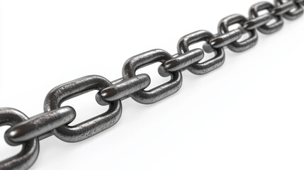 Obraz premium close up of metal chain part on white background 3d render illustration