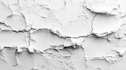 Obraz premium Cracked white wall surface showcasing layers of peeling paint and texture details