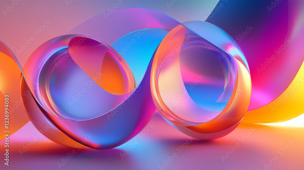 Poster abstract curvy modern colourful futuristic minimalistic shape 3d rendering illustration background
