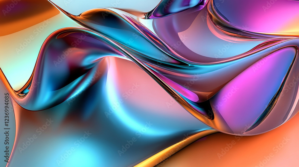 Poster abstract curvy modern colourful futuristic minimalistic shape 3d rendering illustration background