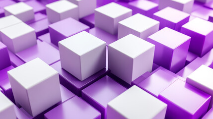 Fototapeta premium violet and white cubes abstract 3d render illustration