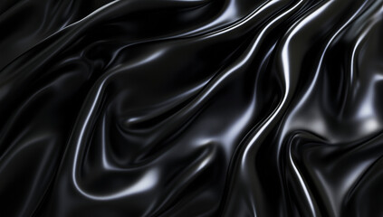 Obraz premium black 3d render of dark and black silk displayng white iridescent holographik foil in style of black, abstract backgraund