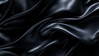 black 3d render of dark and black silk displayng white iridescent holographik foil in style of black, abstract backgraund