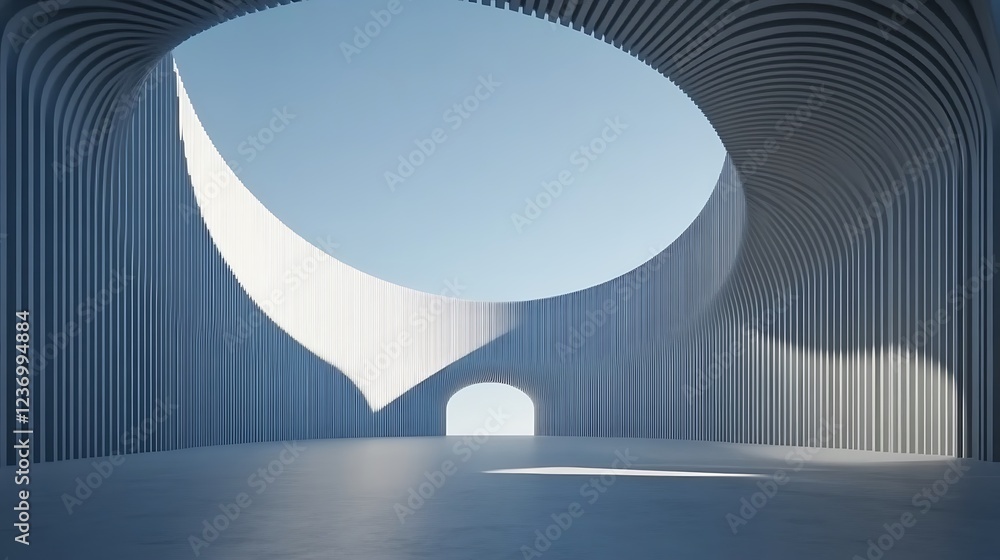 Poster abstract architectural design featuring curved walls and openings