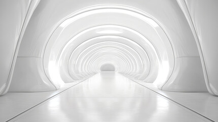 Obraz premium Abstract white futuristic architecture tunnel background 3d render illustration