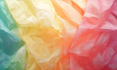 Fototapeta premium Rainbow tissue paper texture, crumpled, colorful background, craft design